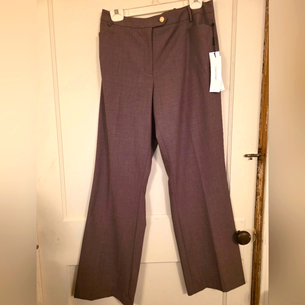 New Womens Size 14 Brown Calvin Klein Modern Fit Tapered Leg Pants